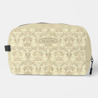 Élégant sac de toilette à motif floral sépia