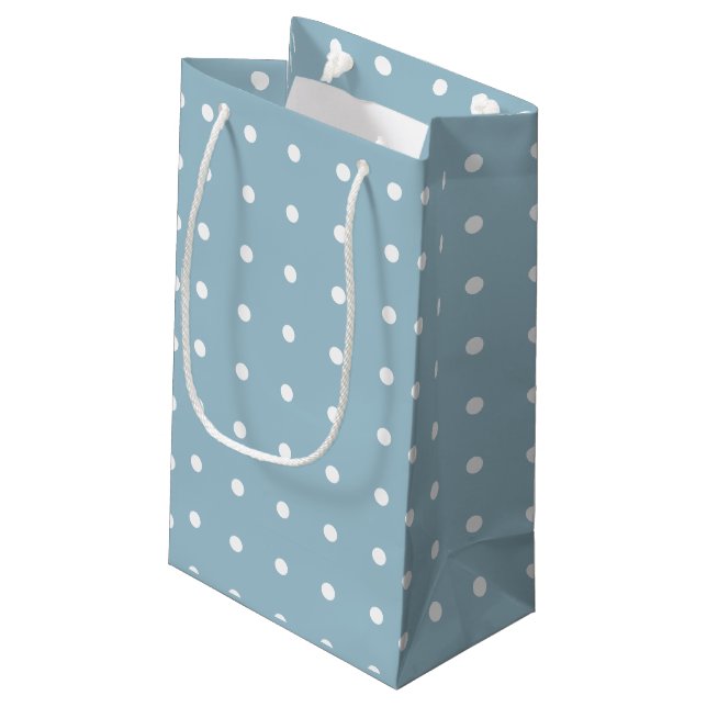 Élégant sac en papier à pois bleu (Dos Angle)