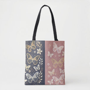Elégant Sac fourre-tout à papillon Gold & Blush