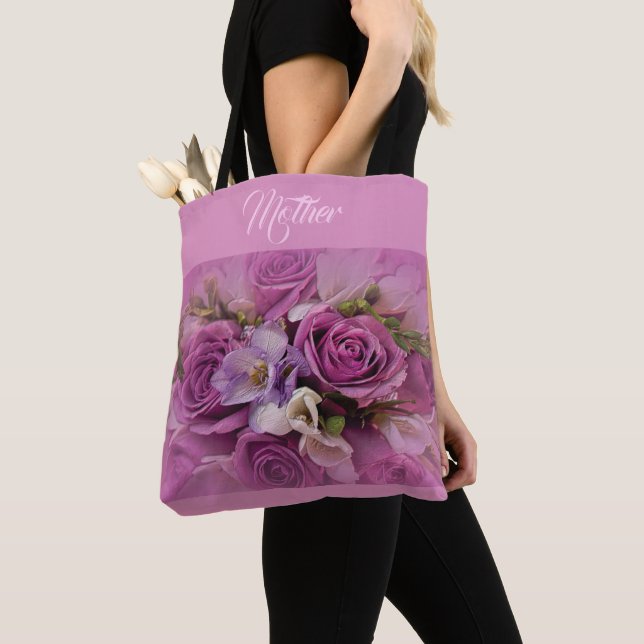 Élégant Sac fourre-tout de bouquet Rose (De près)
