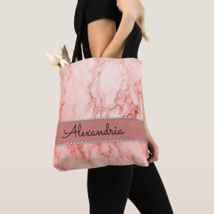 Élégant Sac fourre-tout en marbre de corail rose