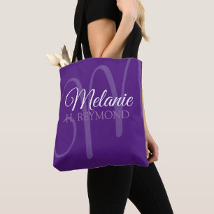 Élégant Sac fourre-tout pourpre avec son nom et so