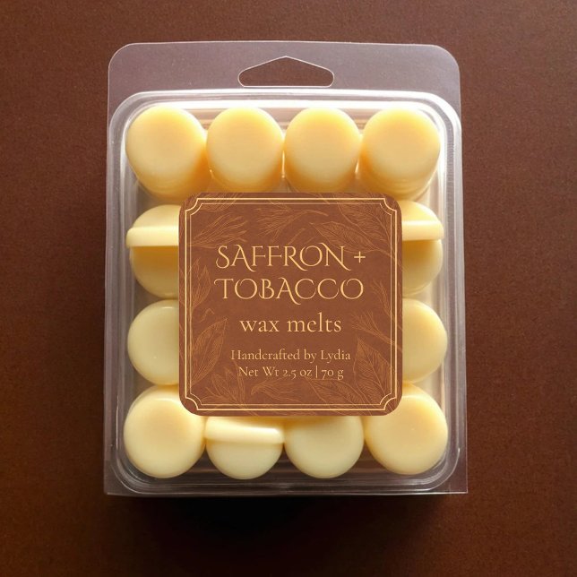 Elégant safran + Tabac Custom Wax Melts Étiquette (Créateur téléchargé)