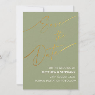 Elégant Sage Green avec carte Gold Foil