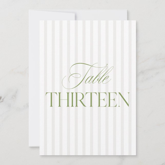 Elégant Sage Green & Beige Mariage Numéro de table (Dos)