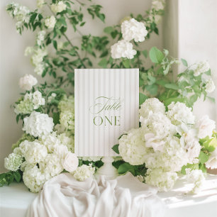 Elégant Sage Green & Beige Mariage Numéro de table