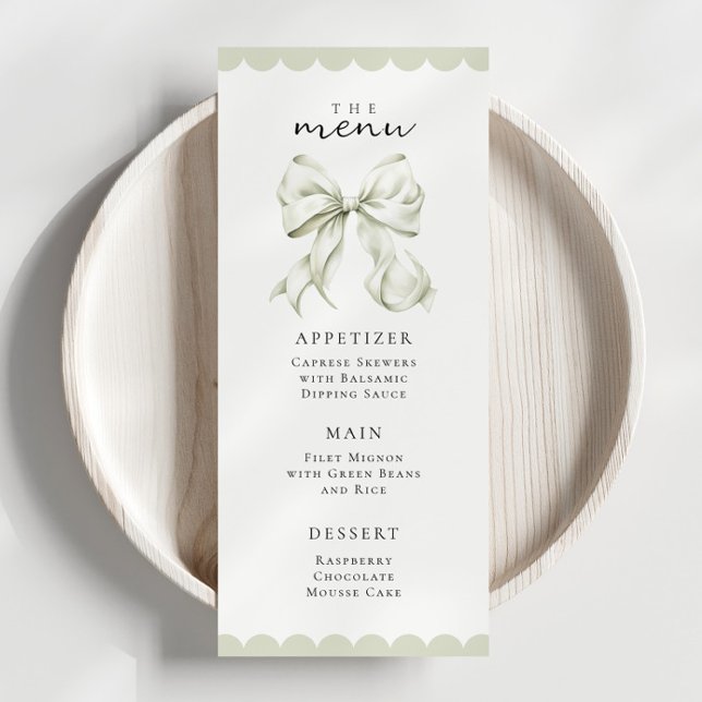 Elegant Sage Green Bow Menu (Créateur téléchargé)