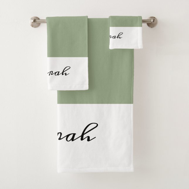 Élégant Sage Green Calligraphie Nom Ensemble de se (En situation)