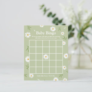 Elégant Sage Green Daisies Baby shower Bingo Jeu