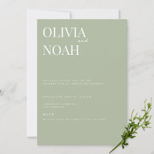 Elégant Sage Green Engagement Party Invitation