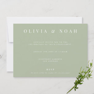 Elégant Sage Green Engagement Party Invitation
