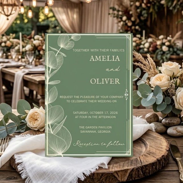 Elegant Sage Green Eucalyptus Wedding Invitation (Créateur téléchargé)