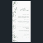 Elégant Sage Green Floral Garden Mariage Menu Plat<br><div class="desc">Menu mariage vert sauge floral.</div>
