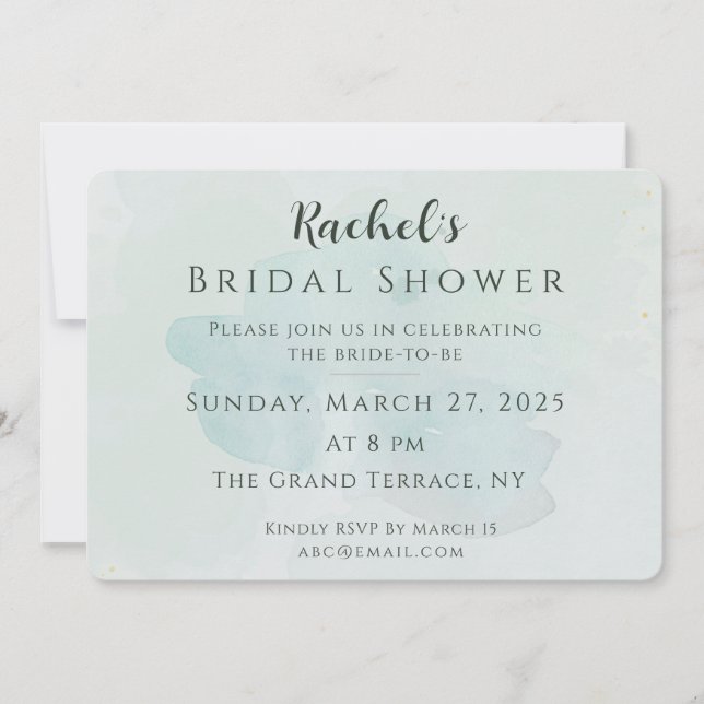 Elegant Sage Green Gold Bridal Shower Invitation (Devant)