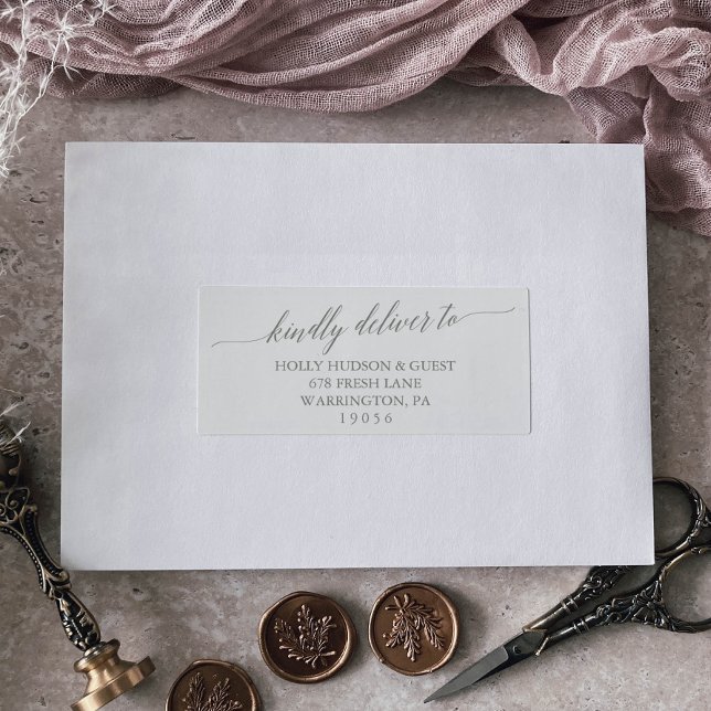 Elégant Sage Green Mariage Étiquettes de adresse i (Créateur téléchargé)