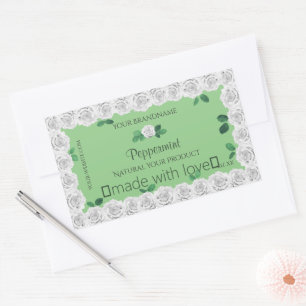 Elégant Sage Green produit Étiquettes mignons Rose