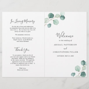 Elégant Sage Green Programme de mariage Eucalyptus
