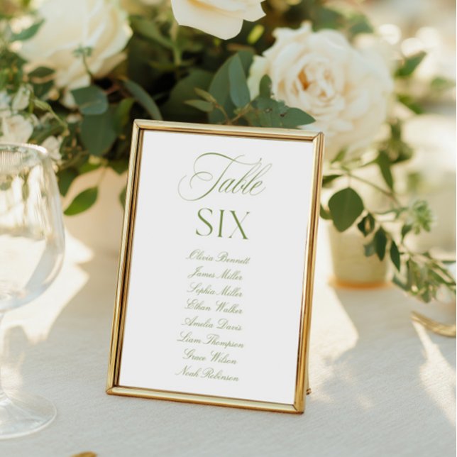 Elégant Sage Green & White Mariage Numéro de table (Elegant Sage Green & White Wedding Table Number)
