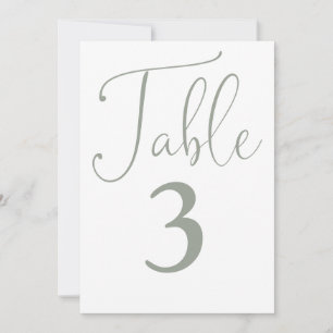 Élégant Sage Vert Simple Grand Numéro De Table