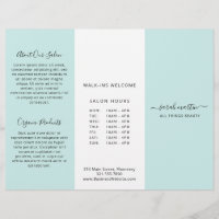 Elégant salon de beauté Turquoise Trifold Brochure