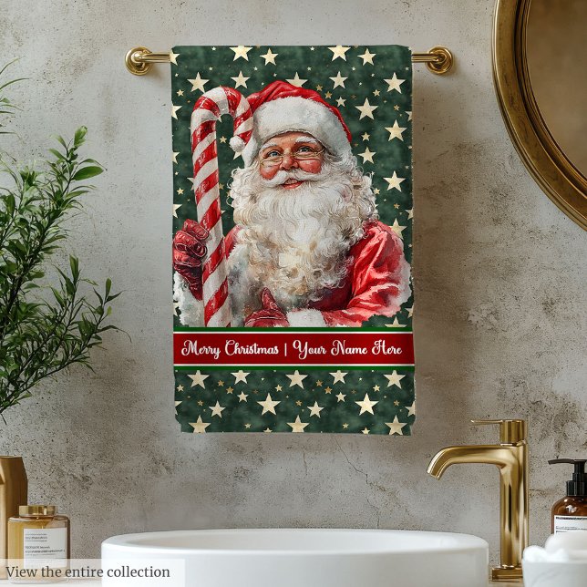 Élégant Santa Claus Serviette de bain ensemble de  (Elegant Santa Claus Bath Towel Christmas Set)