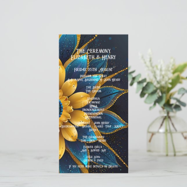 Élégant Sapphire et Mariage Floral Or (Debout devant)