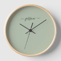 Elégant sauge vert nom de script grand horloge