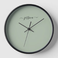 Elégant sauge vert nom de script grand horloge