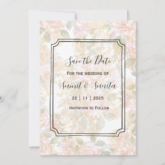Elegant Save the Date Wedding Invitation Card (Devant)