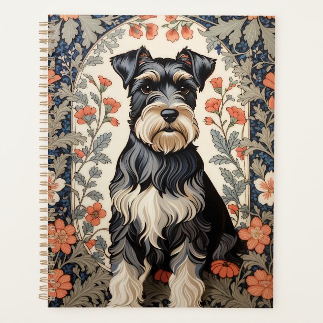 Elegant Schnauzer William Morris Inspired Floral (Devant)