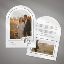 Élégant Script 2 Mariage photo Carte de remercieme