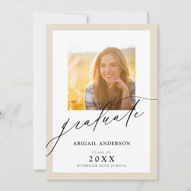 Élégant Script 2 Photo Graduation (Devant)