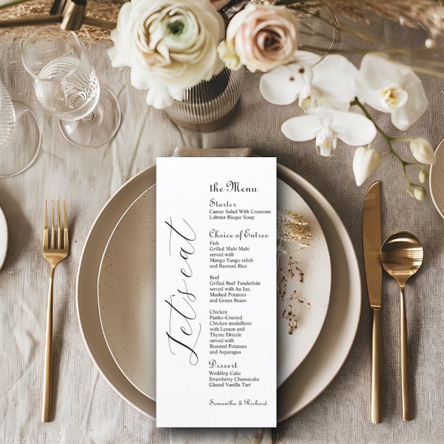 Élégant Script 4x9" Mariage Table de marée Menu (Créateur téléchargé)