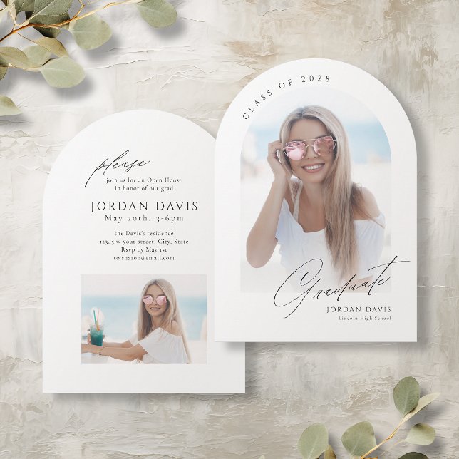 Élégant Script Arch Photo Graduation Faire-part (Elegant Script Arch Photo Graduation Announcement)