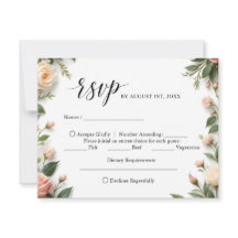 Élégant Script avec floral et choix de repas RSVP