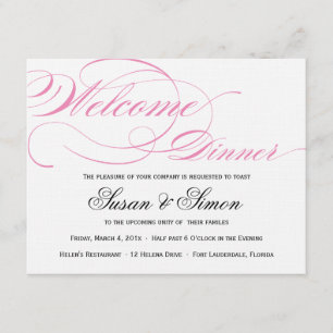 Élégant Script Bienvenue Dîner Invitation Rose