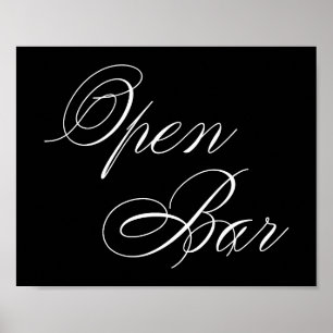 Élégant script blanc Open Bar Tableau horizontal