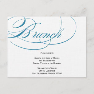 Élégant script Brunch Invitation - Bleu