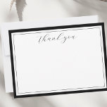 Élégant script Calligraphie noir Carte de remercie<br><div class="desc">Une belle carte de remerciements pour express votre gratitude. Design dispose de "merci" dans une police de calligraphie script. Modifiez facilement la couleur de la bordure en fonction de votre style. Elégant et classique - ce modèle vous permet de dire merci facilement. Vous pouvez facilement ajouter un message tapé -...</div>