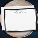 Élégant script Calligraphie noir Carte de remercie<br><div class="desc">Une belle carte de remerciements pour express votre gratitude. Design dispose de "merci" dans une police de calligraphie script. Modifiez facilement la couleur de la bordure en fonction de votre style. Elégant et classique - ce modèle vous permet de dire merci facilement. Vous pouvez facilement ajouter un message tapé -...</div>