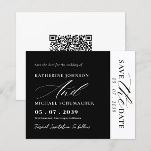 Élégant Script Calligraphy & QR Code Enregistrer L