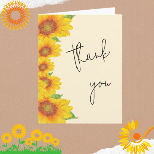 Élégant Script Carte de remerciements de tournesol