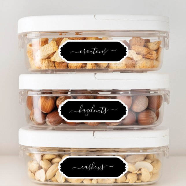 Élégant Script Châtelet Frame Cuisine Étiquettes (Créateur téléchargé)