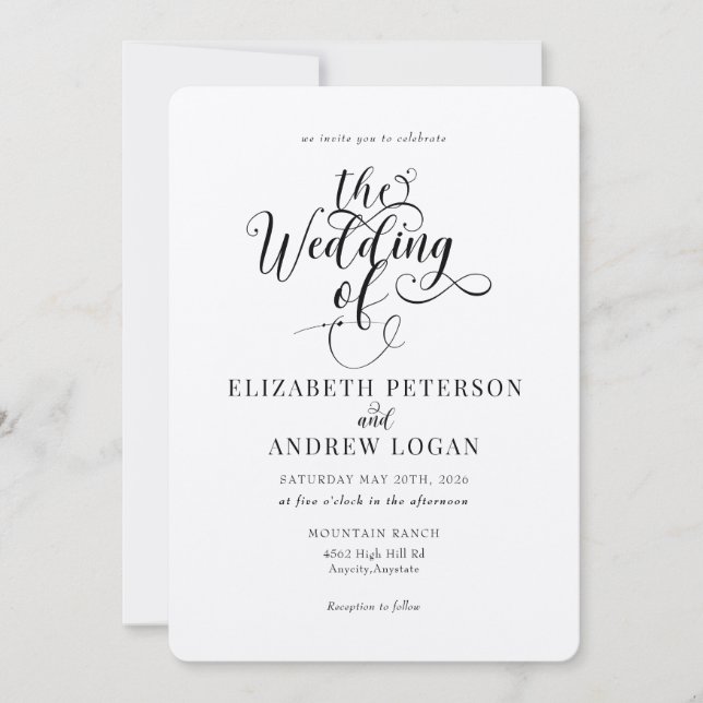 Élégant Script Classic Wedding Invitations (Devant)