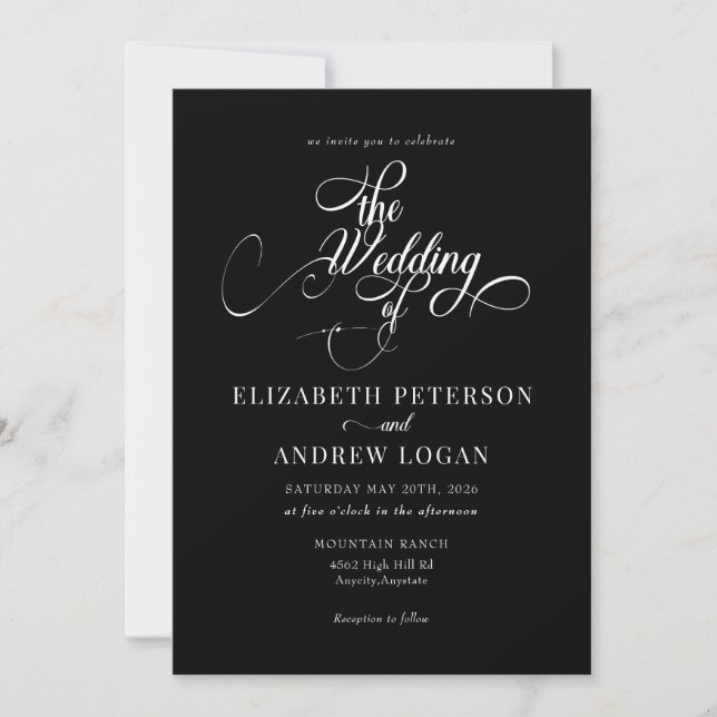 Élégant Script Classic Wedding Invitations (Devant)