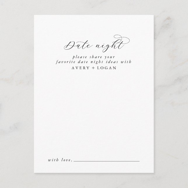 Élégant Script Date Nuit Idée Carte Conseil (Devant)