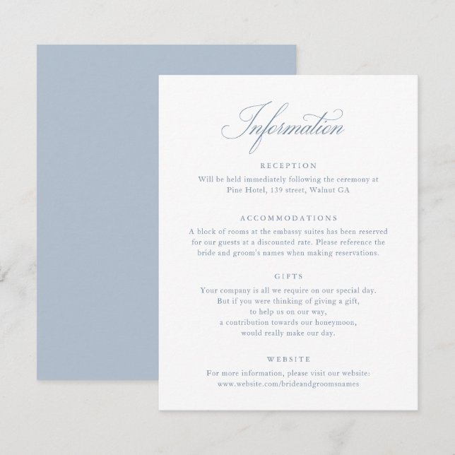 Élégant script de calligraphie Carte d'information (Devant / Derrière)