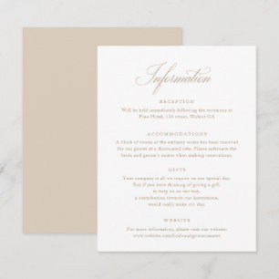Élégant script de calligraphie Mariage beige carte