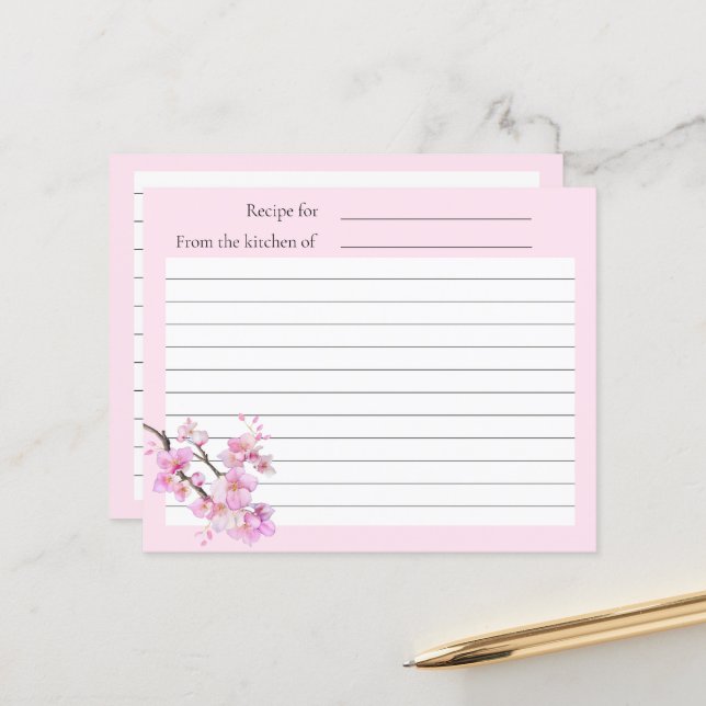 Élégant script de fleurs de cerisier rose (Devant/Arrière en situation)