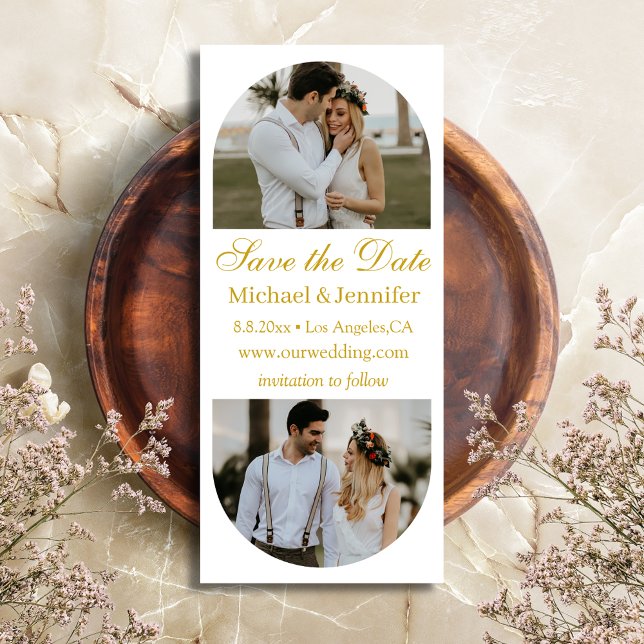 élégant script doré 2 arcs photos enregistrer la d (Créateur téléchargé)